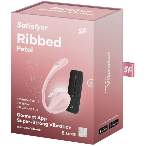 Ribbed Petal Connect App Super Strong Vibration Wearable Vibrator with Remote - Pink