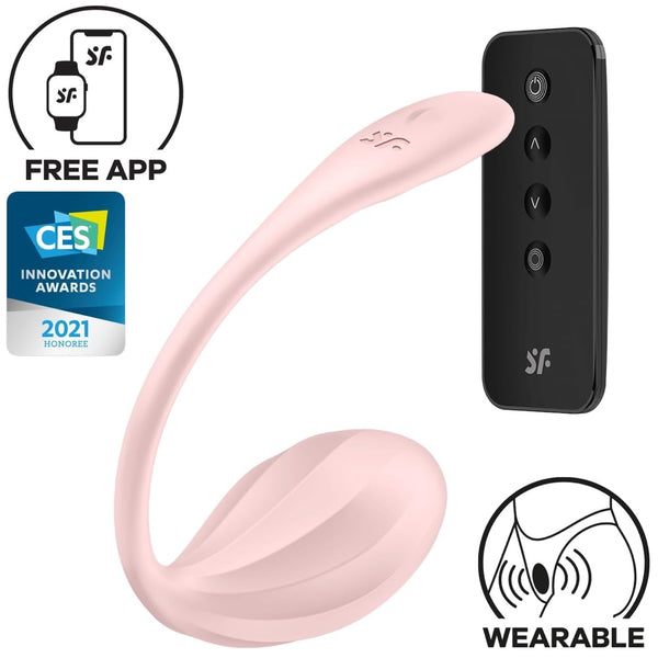 Ribbed Petal Connect App Super Strong Vibration Wearable Vibrator with Remote - Pink