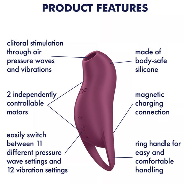 Pocket Pro 1 Double Air-Pulse Vibrator - Berry