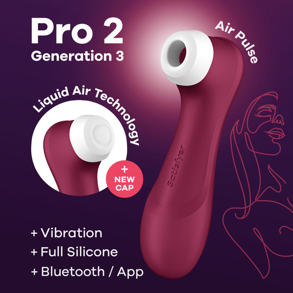 Pro 2 Generation 3 Connect App Liquid Air Technology Double Air Pulse Vibrator - Red