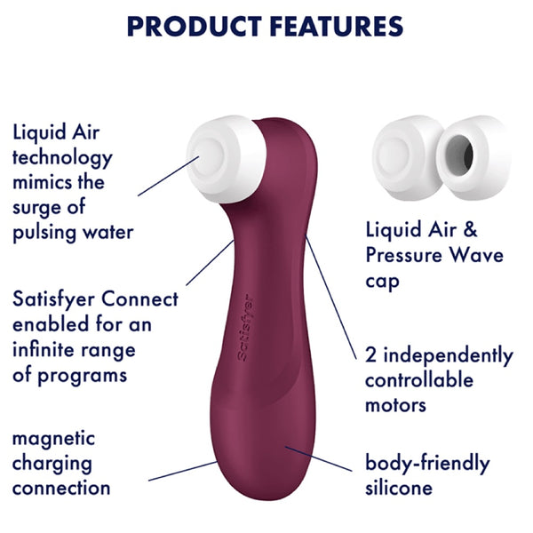 Pro 2 Generation 3 Connect App Liquid Air Technology Double Air Pulse Vibrator - Red
