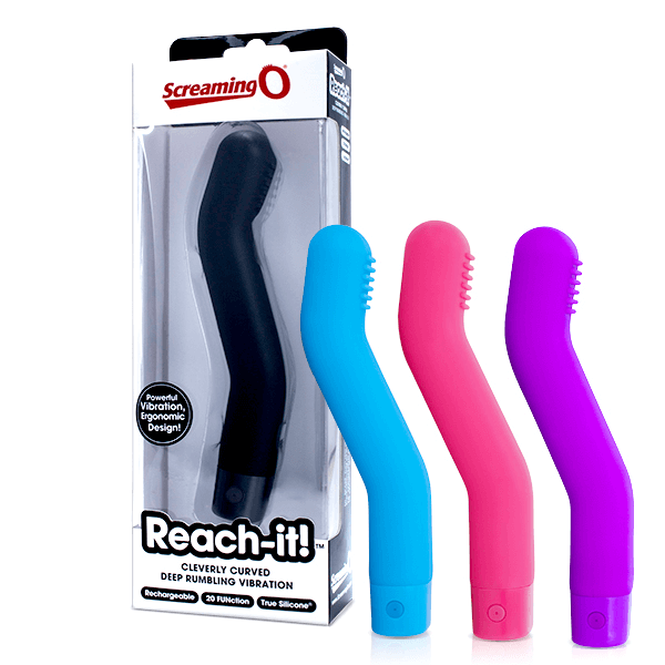 Screaming O Charged Reach-It! Ergonomic Rechargeable Vibe (4 Colours Available) - Extreme Toyz Singapore - https://extremetoyz.com.sg - Sex Toys and Lingerie Online Store - Bondage Gear / Vibrators / Electrosex Toys / Wireless Remote Control Vibes / Sexy Lingerie and Role Play / BDSM / Dungeon Furnitures / Dildos and Strap Ons  / Anal and Prostate Massagers / Anal Douche and Cleaning Aide / Delay Sprays and Gels / Lubricants and more...