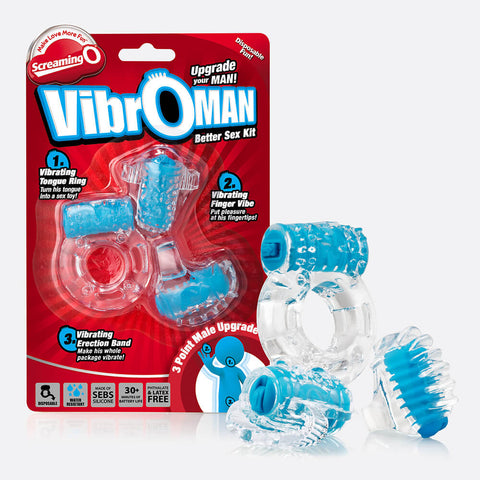 Screaming O VibrOman All-In-One Better Sex Kit (Vibrating Cock Ring + Finger Vibe + Tongue Vibe) - Extreme Toyz Singapore - https://extremetoyz.com.sg - Sex Toys and Lingerie Online Store - Bondage Gear / Vibrators / Electrosex Toys / Wireless Remote Control Vibes / Sexy Lingerie and Role Play / BDSM / Dungeon Furnitures / Dildos and Strap Ons  / Anal and Prostate Massagers / Anal Douche and Cleaning Aide / Delay Sprays and Gels / Lubricants and more...