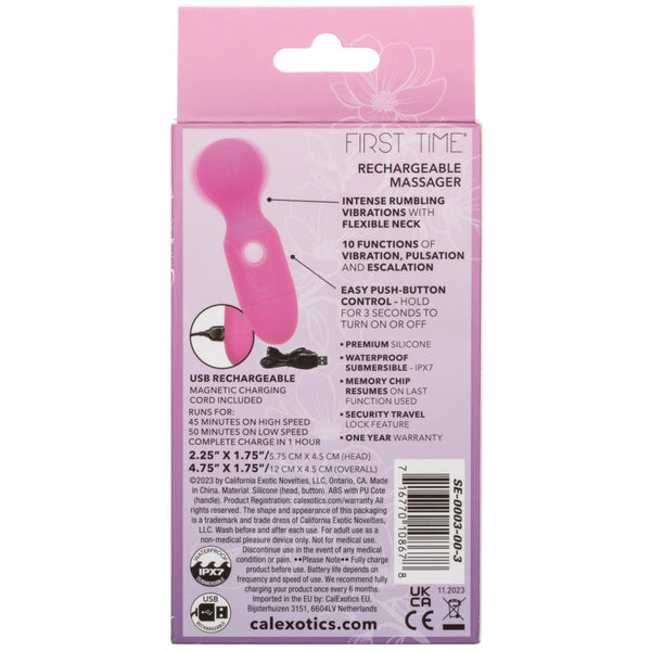 CalExotics First Time Rechargeable Wand Massager - Pink - Extreme Toyz Singapore - https://extremetoyz.com.sg - Sex Toys and Lingerie Online Store - Bondage Gear / Vibrators / Electrosex Toys / Wireless Remote Control Vibes / Sexy Lingerie and Role Play / BDSM / Dungeon Furnitures / Dildos and Strap Ons &nbsp;/ Anal and Prostate Massagers / Anal Douche and Cleaning Aide / Delay Sprays and Gels / Lubricants and more...