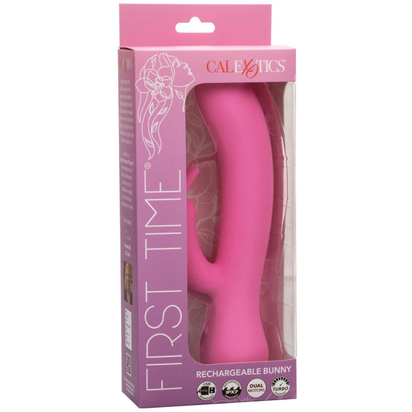 CalExotics First Time Rechargeable Bunny Vibrator - Pink - Extreme Toyz Singapore - https://extremetoyz.com.sg - Sex Toys and Lingerie Online Store - Bondage Gear / Vibrators / Electrosex Toys / Wireless Remote Control Vibes / Sexy Lingerie and Role Play / BDSM / Dungeon Furnitures / Dildos and Strap Ons &nbsp;/ Anal and Prostate Massagers / Anal Douche and Cleaning Aide / Delay Sprays and Gels / Lubricants and more...