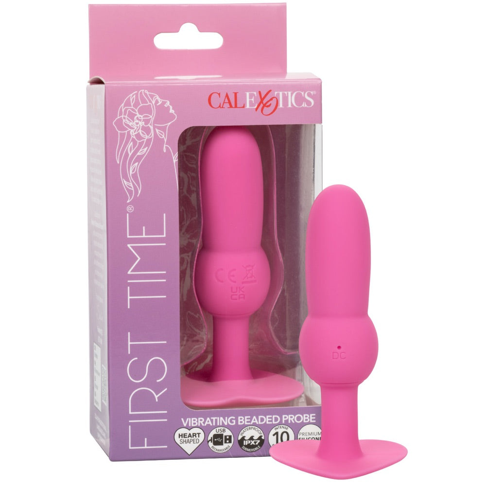 CalExotics First Time Rechargeable Vibrating Beaded Probe - Pink - Extreme Toyz Singapore - https://extremetoyz.com.sg - Sex Toys and Lingerie Online Store - Bondage Gear / Vibrators / Electrosex Toys / Wireless Remote Control Vibes / Sexy Lingerie and Role Play / BDSM / Dungeon Furnitures / Dildos and Strap Ons &nbsp;/ Anal and Prostate Massagers / Anal Douche and Cleaning Aide / Delay Sprays and Gels / Lubricants and more...