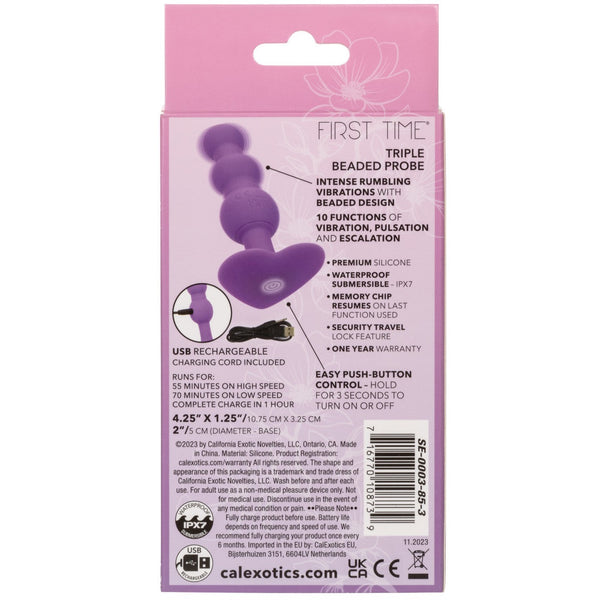 CalExotics First Time Rechargeable Triple Beaded Probe - Purple - Extreme Toyz Singapore - https://extremetoyz.com.sg - Sex Toys and Lingerie Online Store - Bondage Gear / Vibrators / Electrosex Toys / Wireless Remote Control Vibes / Sexy Lingerie and Role Play / BDSM / Dungeon Furnitures / Dildos and Strap Ons &nbsp;/ Anal and Prostate Massagers / Anal Douche and Cleaning Aide / Delay Sprays and Gels / Lubricants and more...