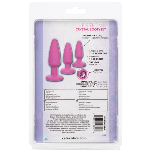 CalExotics First Time Crystal Booty Anal Plug Kit - Pink - Extreme Toyz Singapore - https://extremetoyz.com.sg - Sex Toys and Lingerie Online Store - Bondage Gear / Vibrators / Electrosex Toys / Wireless Remote Control Vibes / Sexy Lingerie and Role Play / BDSM / Dungeon Furnitures / Dildos and Strap Ons &nbsp;/ Anal and Prostate Massagers / Anal Douche and Cleaning Aide / Delay Sprays and Gels / Lubricants and more...