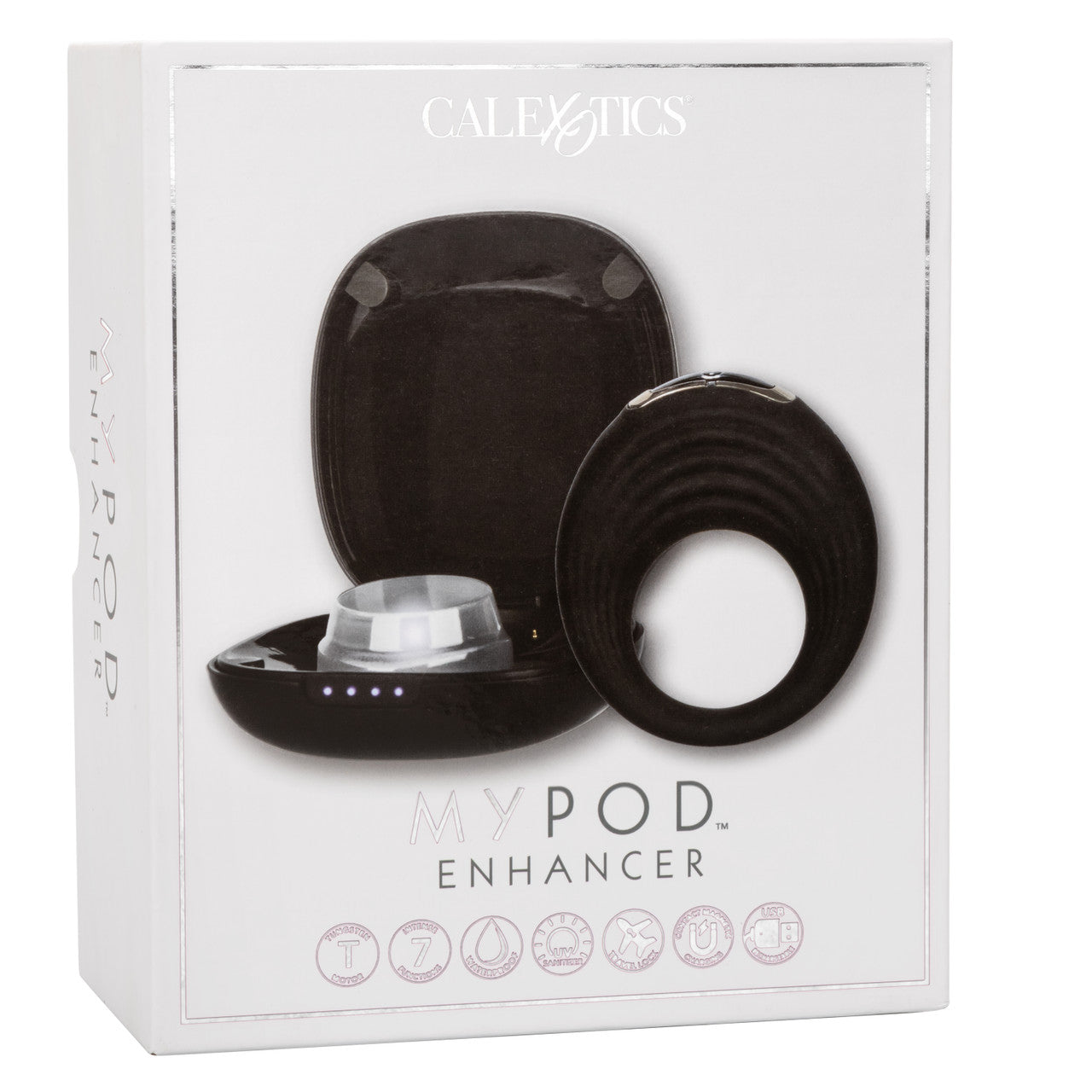 CalExotics My Pod Enhancer Vibrating Cock Ring with UV Sanitizing Light in Charging Case - Extreme Toyz Singapore - https://extremetoyz.com.sg - Sex Toys and Lingerie Online Store - Bondage Gear / Vibrators / Electrosex Toys / Wireless Remote Control Vibes / Sexy Lingerie and Role Play / BDSM / Dungeon Furnitures / Dildos and Strap Ons  / Anal and Prostate Massagers / Anal Douche and Cleaning Aide / Delay Sprays and Gels / Lubricants and more...  