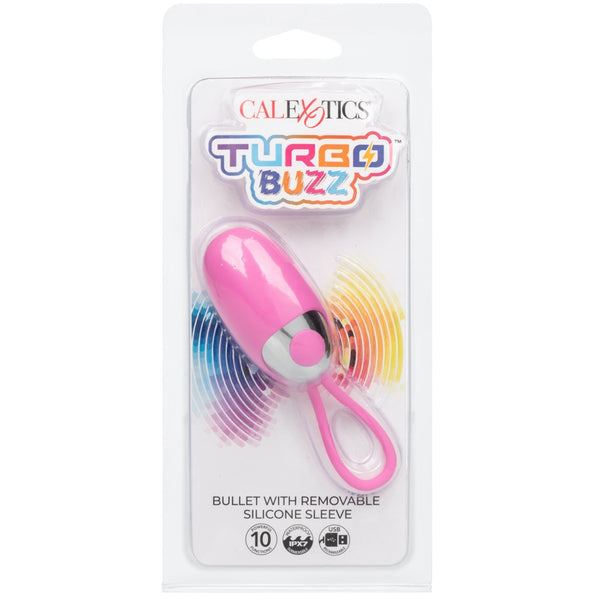 Turbo Buzz 10-Function Rechargeable Bullet with Removable Silicone Sleeve - Pink