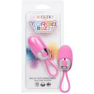 Turbo Buzz 10-Function Rechargeable Bullet with Removable Silicone Sleeve - Pink