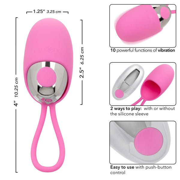 Turbo Buzz 10-Function Rechargeable Bullet with Removable Silicone Sleeve - Pink