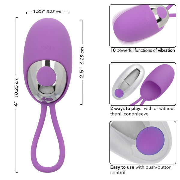 Turbo Buzz 10-Function Rechargeable Bullet with Removable Silicone Sleeve - Purple