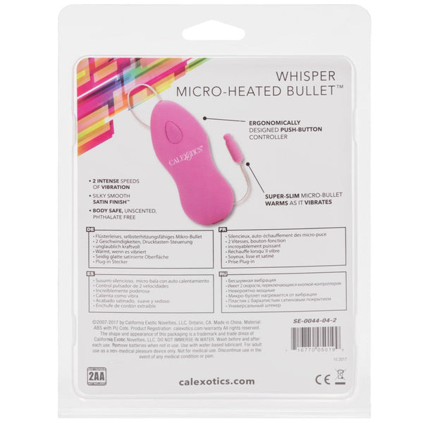 CalExotics Classic Whisper Micro-Heated Bullet Vibrator - Pink - Extreme Toyz Singapore - https://extremetoyz.com.sg - Sex Toys and Lingerie Online Store - Bondage Gear / Vibrators / Electrosex Toys / Wireless Remote Control Vibes / Sexy Lingerie and Role Play / BDSM / Dungeon Furnitures / Dildos and Strap Ons &nbsp;/ Anal and Prostate Massagers / Anal Douche and Cleaning Aide / Delay Sprays and Gels / Lubricants and more...