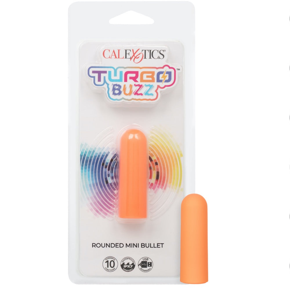 Turbo Buzz 10-Function Rechargeable Rounded Mini Bullet - Orange