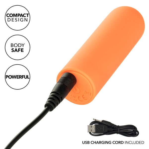 Turbo Buzz 10-Function Rechargeable Rounded Mini Bullet - Orange