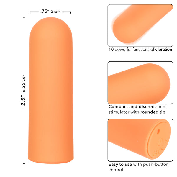 Turbo Buzz 10-Function Rechargeable Rounded Mini Bullet - Orange