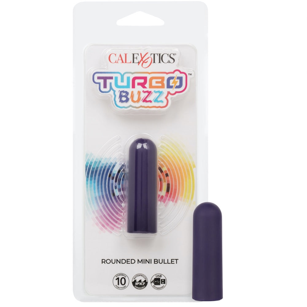 Turbo Buzz 10-Function Rechargeable Rounded Mini Bullet - Purple