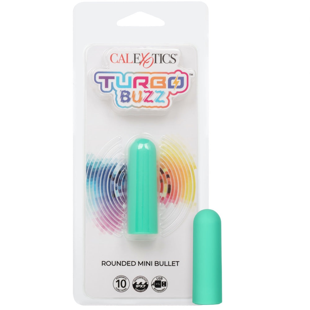 Turbo Buzz 10-Function Rechargeable Rounded Mini Bullet - Green