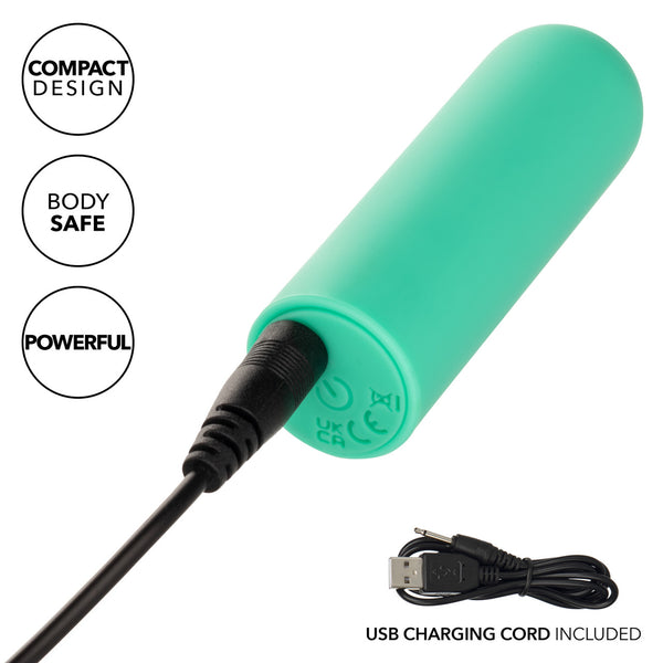 Turbo Buzz 10-Function Rechargeable Rounded Mini Bullet - Green