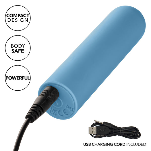 Turbo Buzz 10-Function Rechargeable Rounded Bullet - Blue