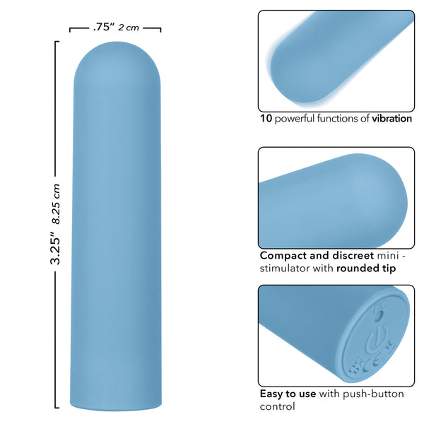 Turbo Buzz 10-Function Rechargeable Rounded Bullet - Blue