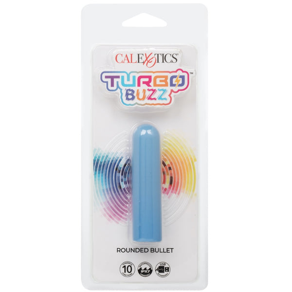 Turbo Buzz 10-Function Rechargeable Rounded Bullet - Blue