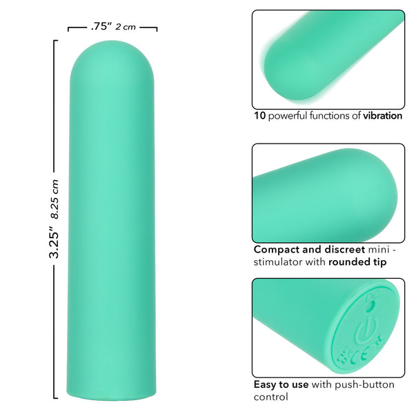 Turbo Buzz 10-Function Rechargeable Rounded Bullet - Green