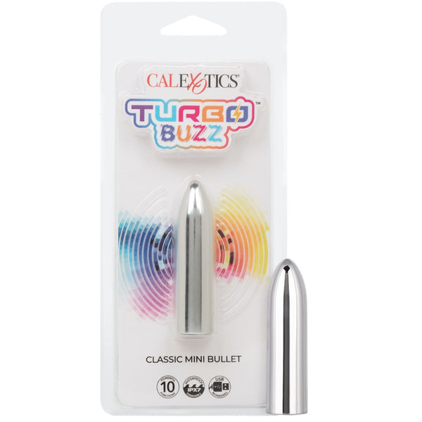 Turbo Buzz 10-Function Rechargeable Classic Mini Bullet - Silver