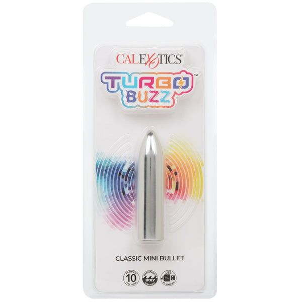 Turbo Buzz 10-Function Rechargeable Classic Mini Bullet - Silver