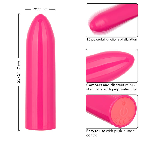 Turbo Buzz 10-Function Rechargeable Classic Mini Bullet - Pink