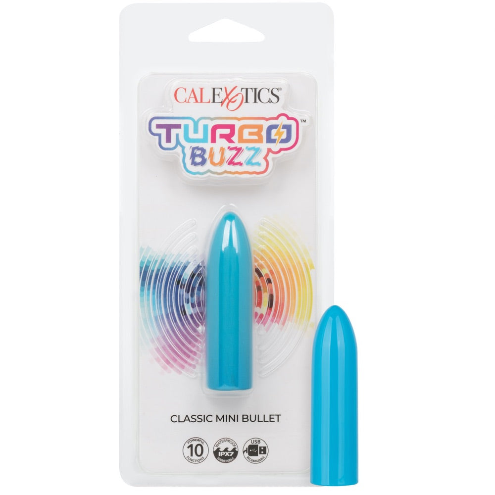 Turbo Buzz 10-Function Rechargeable Classic Mini Bullet - Blue