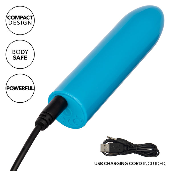 Turbo Buzz 10-Function Rechargeable Classic Mini Bullet - Blue