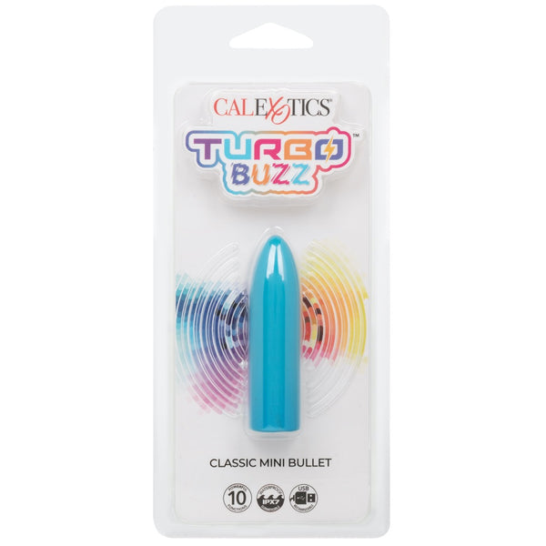 Turbo Buzz 10-Function Rechargeable Classic Mini Bullet - Blue