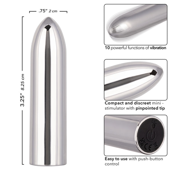 Turbo Buzz 10-Function Rechargeable Classic Bullet - Silver