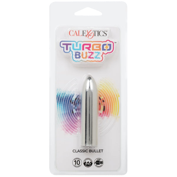 Turbo Buzz 10-Function Rechargeable Classic Bullet - Silver