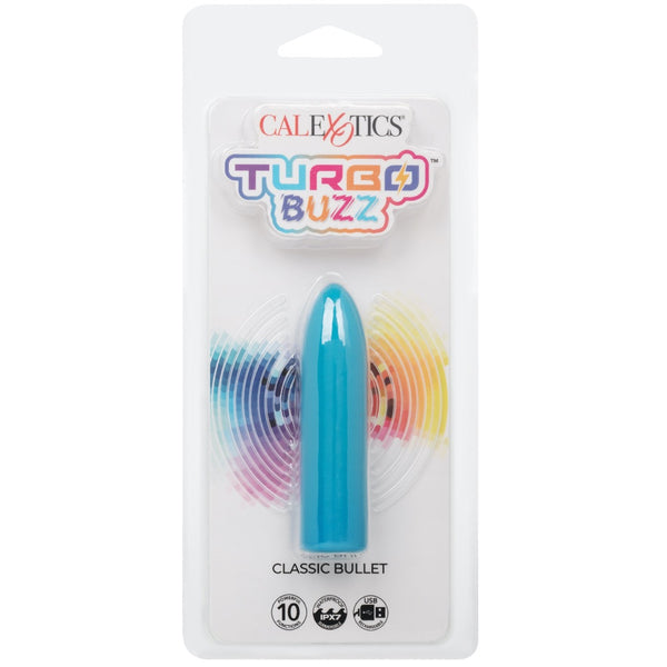 Turbo Buzz 10-Function Rechargeable Classic Bullet - Blue