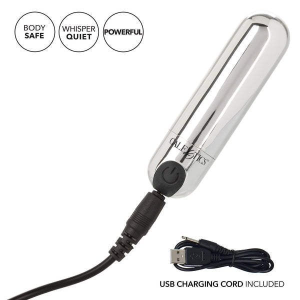 CalExotics Rechargeable Hideaway Bullet - Silver - Extreme Toyz Singapore - https://extremetoyz.com.sg - Sex Toys and Lingerie Online Store - Bondage Gear / Vibrators / Electrosex Toys / Wireless Remote Control Vibes / Sexy Lingerie and Role Play / BDSM / Dungeon Furnitures / Dildos and Strap Ons &nbsp;/ Anal and Prostate Massagers / Anal Douche and Cleaning Aide / Delay Sprays and Gels / Lubricants and more...