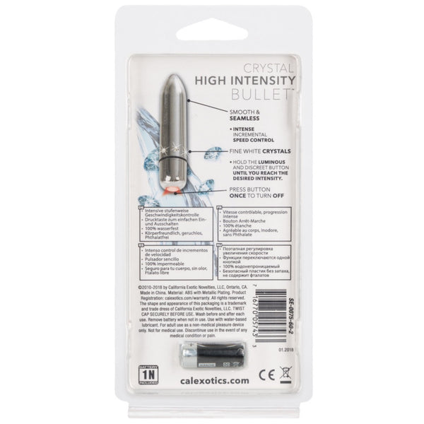 CalExotics Crystal High Intensity Bullet - Silver - Extreme Toyz Singapore - https://extremetoyz.com.sg - Sex Toys and Lingerie Online Store - Bondage Gear / Vibrators / Electrosex Toys / Wireless Remote Control Vibes / Sexy Lingerie and Role Play / BDSM / Dungeon Furnitures / Dildos and Strap Ons &nbsp;/ Anal and Prostate Massagers / Anal Douche and Cleaning Aide / Delay Sprays and Gels / Lubricants and more...