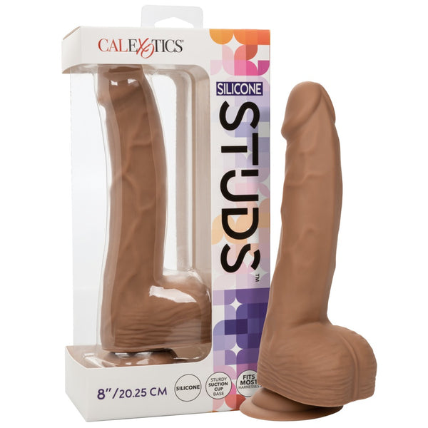 CalExotics Silicone Studs™ 8" Dildo - Brown - Extreme Toyz Singapore - https://extremetoyz.com.sg - Sex Toys and Lingerie Online Store - Bondage Gear / Vibrators / Electrosex Toys / Wireless Remote Control Vibes / Sexy Lingerie and Role Play / BDSM / Dungeon Furnitures / Dildos and Strap Ons &nbsp;/ Anal and Prostate Massagers / Anal Douche and Cleaning Aide / Delay Sprays and Gels / Lubricants and more...