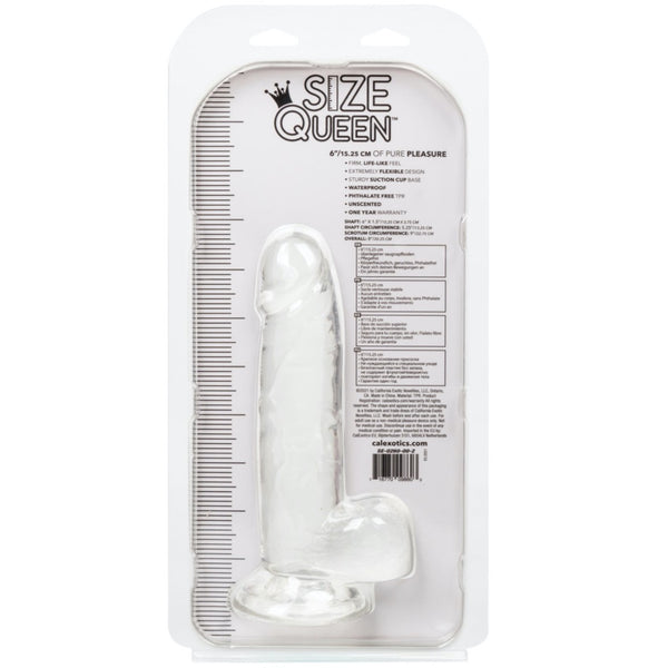 CalExotics Size Queen 6" Dildo - Clear - Extreme Toyz Singapore - https://extremetoyz.com.sg - Sex Toys and Lingerie Online Store - Bondage Gear / Vibrators / Electrosex Toys / Wireless Remote Control Vibes / Sexy Lingerie and Role Play / BDSM / Dungeon Furnitures / Dildos and Strap Ons &nbsp;/ Anal and Prostate Massagers / Anal Douche and Cleaning Aide / Delay Sprays and Gels / Lubricants and more...