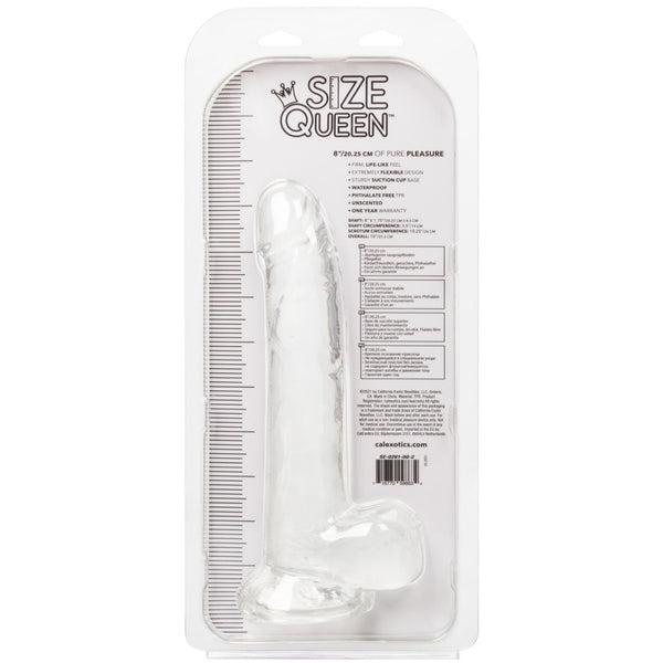 CalExotics Size Queen 8" Dildo - Clear - Extreme Toyz Singapore - https://extremetoyz.com.sg - Sex Toys and Lingerie Online Store - Bondage Gear / Vibrators / Electrosex Toys / Wireless Remote Control Vibes / Sexy Lingerie and Role Play / BDSM / Dungeon Furnitures / Dildos and Strap Ons &nbsp;/ Anal and Prostate Massagers / Anal Douche and Cleaning Aide / Delay Sprays and Gels / Lubricants and more...