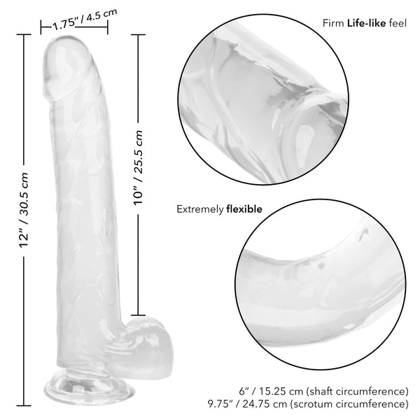 CalExotics Size Queen 10" Dildo - Clear - Extreme Toyz Singapore - https://extremetoyz.com.sg - Sex Toys and Lingerie Online Store - Bondage Gear / Vibrators / Electrosex Toys / Wireless Remote Control Vibes / Sexy Lingerie and Role Play / BDSM / Dungeon Furnitures / Dildos and Strap Ons &nbsp;/ Anal and Prostate Massagers / Anal Douche and Cleaning Aide / Delay Sprays and Gels / Lubricants and more...
