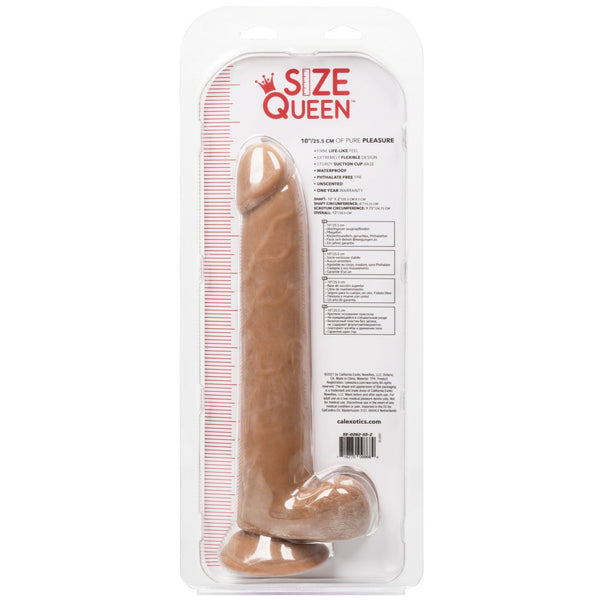 CalExotics Size Queen 10" Dildo - Brown - Extreme Toyz Singapore - https://extremetoyz.com.sg - Sex Toys and Lingerie Online Store - Bondage Gear / Vibrators / Electrosex Toys / Wireless Remote Control Vibes / Sexy Lingerie and Role Play / BDSM / Dungeon Furnitures / Dildos and Strap Ons &nbsp;/ Anal and Prostate Massagers / Anal Douche and Cleaning Aide / Delay Sprays and Gels / Lubricants and more...