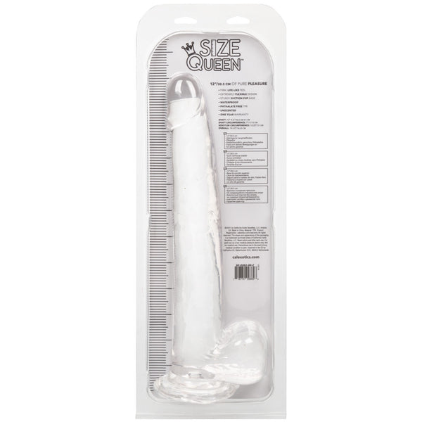 CalExotics Size Queen 12" Dildo - Clear - Extreme Toyz Singapore - https://extremetoyz.com.sg - Sex Toys and Lingerie Online Store - Bondage Gear / Vibrators / Electrosex Toys / Wireless Remote Control Vibes / Sexy Lingerie and Role Play / BDSM / Dungeon Furnitures / Dildos and Strap Ons &nbsp;/ Anal and Prostate Massagers / Anal Douche and Cleaning Aide / Delay Sprays and Gels / Lubricants and more...