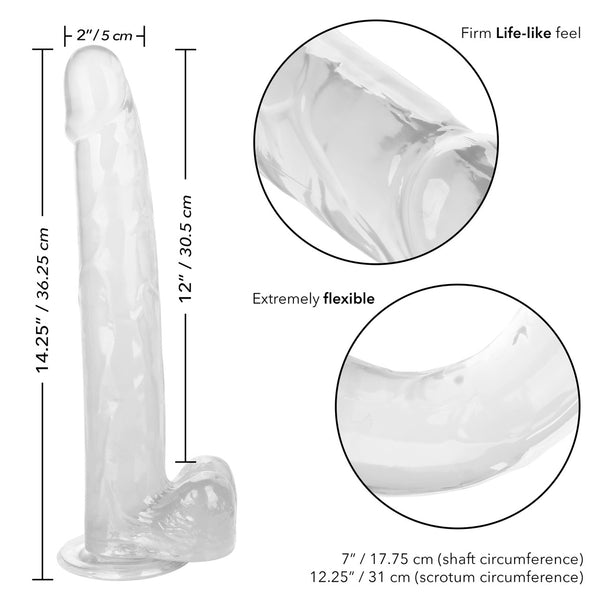 CalExotics Size Queen 12" Dildo - Clear - Extreme Toyz Singapore - https://extremetoyz.com.sg - Sex Toys and Lingerie Online Store - Bondage Gear / Vibrators / Electrosex Toys / Wireless Remote Control Vibes / Sexy Lingerie and Role Play / BDSM / Dungeon Furnitures / Dildos and Strap Ons &nbsp;/ Anal and Prostate Massagers / Anal Douche and Cleaning Aide / Delay Sprays and Gels / Lubricants and more...