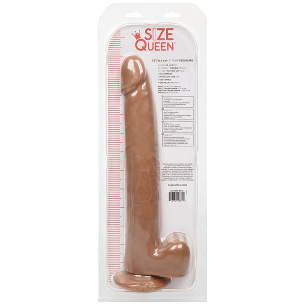 CalExotics Size Queen 12" Dildo - Brown - Extreme Toyz Singapore - https://extremetoyz.com.sg - Sex Toys and Lingerie Online Store - Bondage Gear / Vibrators / Electrosex Toys / Wireless Remote Control Vibes / Sexy Lingerie and Role Play / BDSM / Dungeon Furnitures / Dildos and Strap Ons &nbsp;/ Anal and Prostate Massagers / Anal Douche and Cleaning Aide / Delay Sprays and Gels / Lubricants and more...