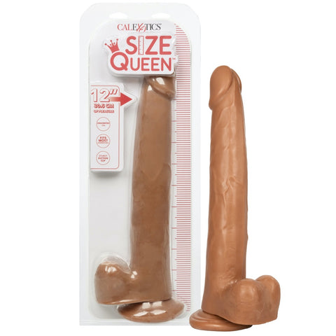 CalExotics Size Queen 12" Dildo - Brown - Extreme Toyz Singapore - https://extremetoyz.com.sg - Sex Toys and Lingerie Online Store - Bondage Gear / Vibrators / Electrosex Toys / Wireless Remote Control Vibes / Sexy Lingerie and Role Play / BDSM / Dungeon Furnitures / Dildos and Strap Ons &nbsp;/ Anal and Prostate Massagers / Anal Douche and Cleaning Aide / Delay Sprays and Gels / Lubricants and more...