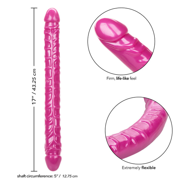 CalExotics Size Queen 17”  Double-Ended Dildo - Pink - Extreme Toyz Singapore - https://extremetoyz.com.sg - Sex Toys and Lingerie Online Store - Bondage Gear / Vibrators / Electrosex Toys / Wireless Remote Control Vibes / Sexy Lingerie and Role Play / BDSM / Dungeon Furnitures / Dildos and Strap Ons &nbsp;/ Anal and Prostate Massagers / Anal Douche and Cleaning Aide / Delay Sprays and Gels / Lubricants and more...