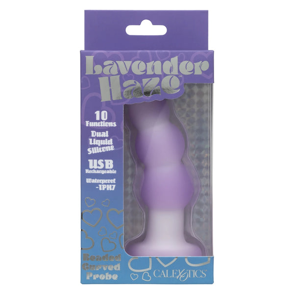 Lavender Haze 10-Function Rechargeable Liquid Silicone  Beaded Curved Probe